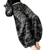 Rope Camouflage Crooked Broad Leg Trousers Women's New Loose Waist Loose Straight Leisure Sports Trousers