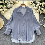 Lightly Cooked Ladies Shirt 2025 New Commuter Collar Single Buckle Cardigan Striped Shirt Women's Casual Top