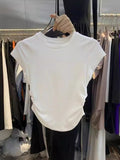 Ins Hot Girls Pure Want To Collect Waist T-Shirt Short-Sleeved Women Summer Korean Version Of Solid Color Bottom Jacket Body Short-Sleeved Top Woman Tide
