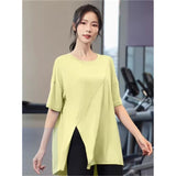 Summer Sports Running Fitness Suit Short-Sleeved T-Shirt Women Loose Open Training Piss Yoga Clothes