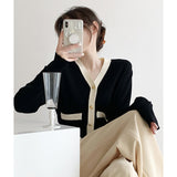 Small Scent Sweater Cardigan Women's Early Autumn Coat Hit The Color V-Neck Knitting First Gentle Wind Soft Sweater To Close The Waist Top