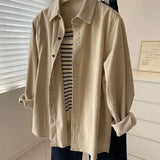 Litid Purple Wicked Shirt 2025 Hong Kong Flavor New Loose Long-Sleeved Casual Coat Shirt Wear