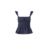 Solid Color Design Folded Sling Sling Vest Women's Summer Hottie Wind To Repair The Waist Slimming Top