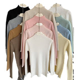 Sweet Lace Half-Neck Knitted Shirt 2025 Autumn And Winter New Korean Design Feel Bottom Shirt Inside The Top Woman