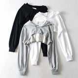 Black And White Hooded Long-Sleeved Jacket Short Autumn Women's New Design Sense Niche Hairy Irregular Tops