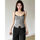 Design Sense Gray Splicing Sling Vest Women Autumn And Winter New Slimming On The Small Clothes