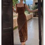 Julie French Sexy Pure Lust Lace Slings To Close The Waist To Repair The Hip Dress Woman 2026 Summer Dress Tide