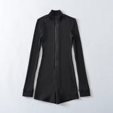 Spring And Autumn Fashion Zipper Half-High Collar Long Sleeve Straight-Up T-Shirt Thread Bottom Top