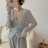Spring New Lace Sister High-End Knitted Cardigan French Bodywear