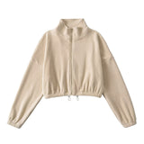 Autumn And Winter Olympic Grain Velvet Warm Sports Coat Women's Thick Loose Standing Collars Thin Comfortable Sweater