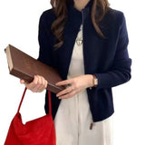 KANING Korean Version Of The Double Zipper Knitted Cardigan 2026 New Solid Color Simple Loose Red Sweater Jacket