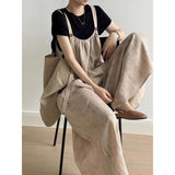 2026 Summer Cotton Languis Lazy Back Trousers Women's New Summer Feeling Loose Leisure Wide Leg Conjoined Long Pants