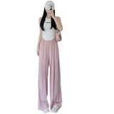 Broad-Legged Trousers Ice Silk High-Rise Mountain Trousers Women's Summer Thin Hanging Feeling Casual Lanterns Loose Straight Folded Trousers