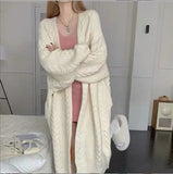 KANING Lazy Wind Long Knitted Cardigan 2026 Autumn New Korean Version Of The Design Sweater Jacket