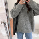 Grey Round-Neck Bottom Sweater Women 2025 Autumn And Winter New Korean Version Of Loose Lazy Wind Thick Knitted Shirt Tide