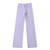 Summer New Yoga Elastic High-Waisted Loose-Rloose Straight Trousers Languid Languid Casual Drag Trousers