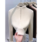 KANING Semi-High Collar Plus Thick Bottom Knitted Shirt 2026 Autumn And Winter New Wood Ear One-Piece Sweater Woman