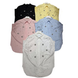 Design Sense Heavy Industry Nail Embroidery Shirt Loose Thin Age Shirt Women Short Sleeves