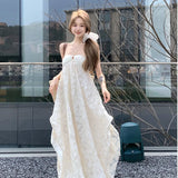 Seaside Resort Beach Bare Back Hanging Neck Dress Women Spring And Summer New With Chest Pads Pure Desire To Hang In The Air Skirt