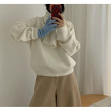 KANING Korean Lazy Sweater 2026 New Winter Fashion Exploding Scarf Knitted T-Shirt