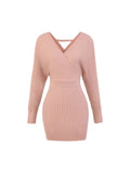 Yu Sister Hottie Temperament Thin V-Neck Knitted Dress Woman 2025 Autumn And Winter New Pure Want To Pack In The Hips Short Skirt