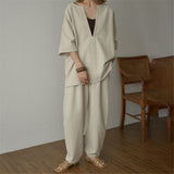 2 Color Dark Suit Trousers Plain Loose Top Lady Trousers Fashion Jersey Fashion Set