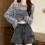 KANING Thin Hollow Knitted Jersey Girl 2026 Autumn And Summer New Loose Wearing Gas Short Outer Hoodie Jersey Woman