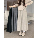 Plus Velvet Thick Cashmeline Half Dress Women Autumn And Winter 2025 New High-Waist Display A Skirt Medium-Long Large Swing Skirt