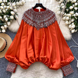 French Ocean Fine High-End Nail-Ball Shirt Fashion Loose Shirt Women