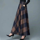 Autumn And Winter Lattice Half Dress Girl Retro New Large Size A Skirt Big Swing Skirt High Waist Thin Skirt Tide