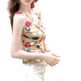 Hua Wilderness Oil Painting Heavy Art Nail Diamond Flower Jack Suspension Woman's New Korean Bottom Shirt Vests In The Summer Of 2025